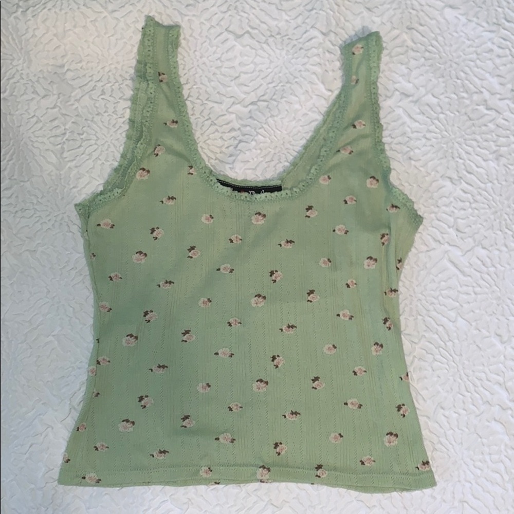 green tank top with flowers :)